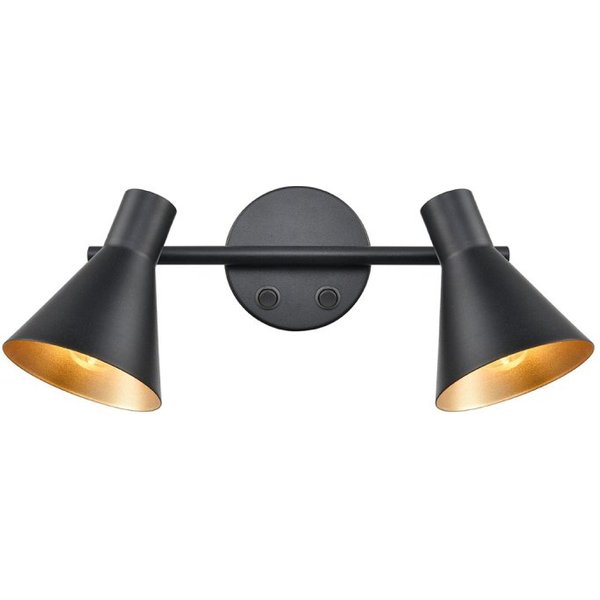 Franklite FL2444-2 Skoop 2 Light Wall Light In Black And Gold Finish