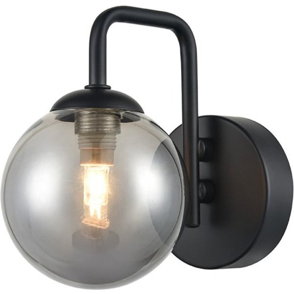 Franklite Luna 1 Light Wall Light In Black Finish With Smoked Glass FL2438-1