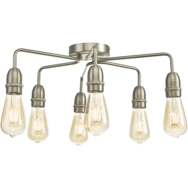 Dar Wisebuys Kiefer 6 Light Flush Ceiling Light In Satin Chrome Finish