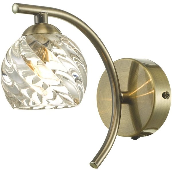 Dar Wisebuys Nakita Wall Light In Antique Brass With Twisted Open Glass