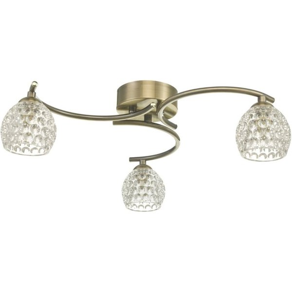 Dar Wisebuys Nakita 3 Light Semi Flush Ceiling Light In Antique Brass With Dimpled Glass