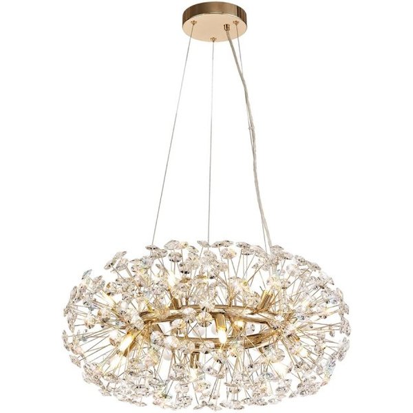 Fusion 12 Light Crystal Ceiling Pendant Light In French Gold Finish
