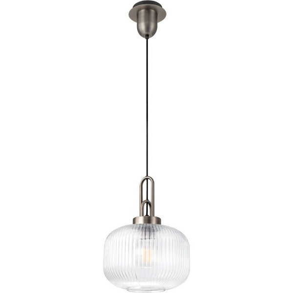 Glenn 1 Light Pumpkin Ceiling Pendant in Antique Silver With Clear Glass