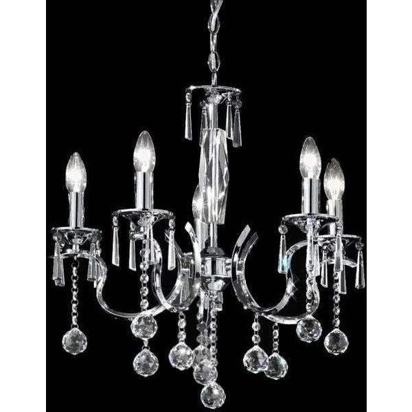 Franklite Taffeta Chrome and Crystal Ceiling Light FL2155/5