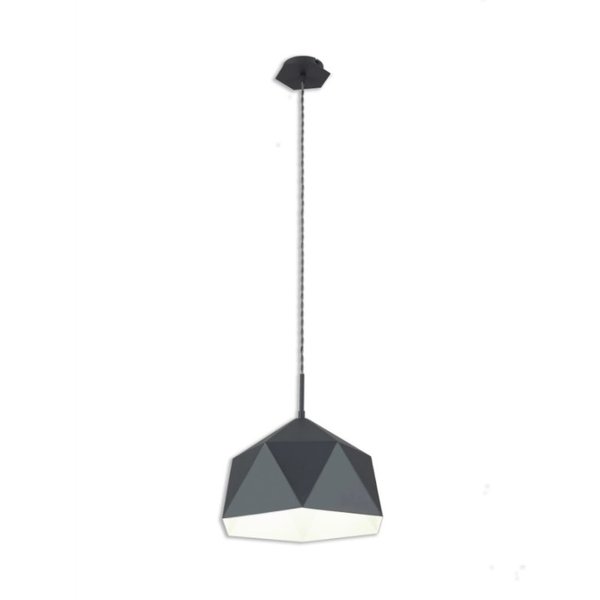 Eden 1 Light Ceiling Pendant In Graphite And White Inner Finish