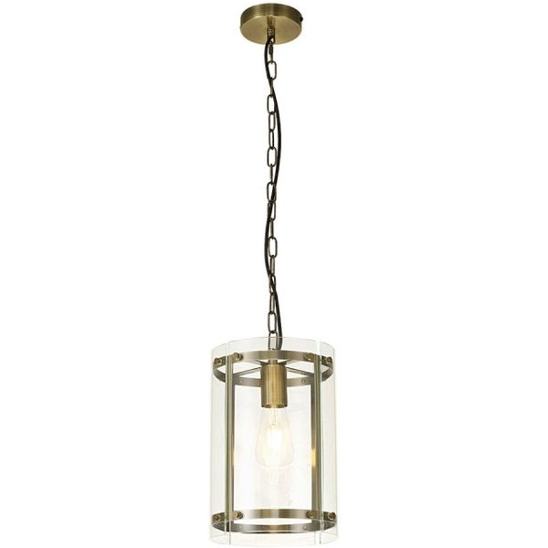 York 1 Light Ceiling Pendant In Antique Brass Finish With Clear Glass Shade