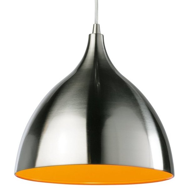 Firstlight Cafe 5745BSOR Brushed Steel and Orange Ceiling Pendant