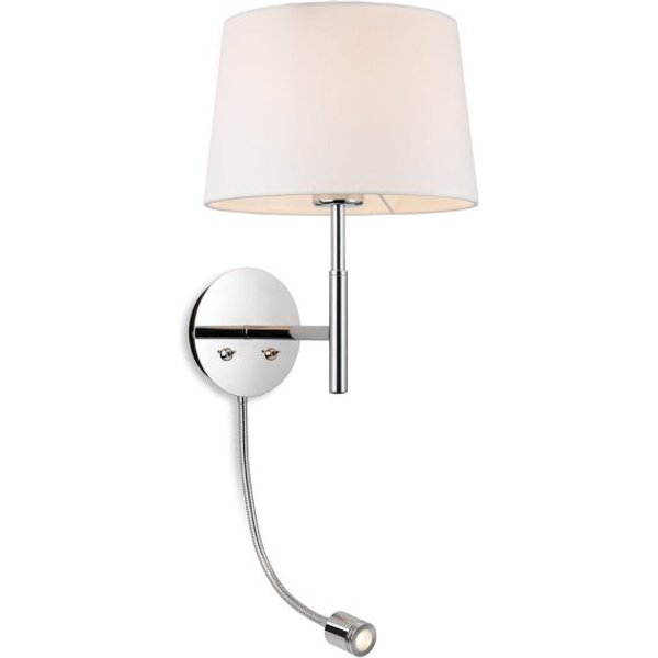 Firstlight 2880CH Seymour 2 Light Switched Wall Light In Chrome Finish With Cream Shade