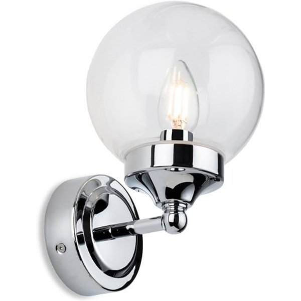 Firstlight 2873CH Oscar Wall Light In Chrome Finish With Clear Glass IP44