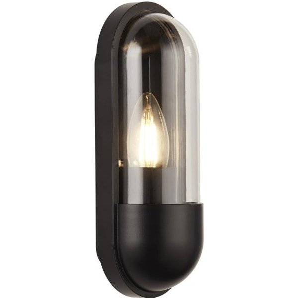 Modern Black Weather Resistant Capsule Outdoor Wall Light IP44 Rated