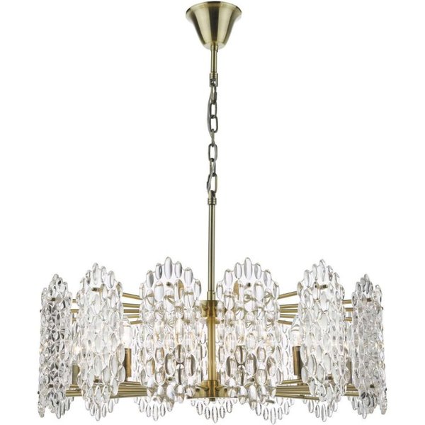 Dar Lighting Porthos 15 Light Textured Glass Ceiling Pendant In Antique Brass Finish POR1575