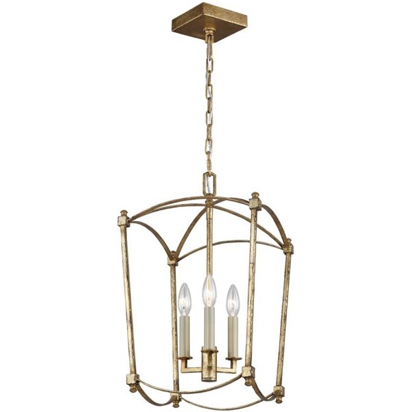 Quintiesse QN-THAYER-3P-ADB Thayer 3 Light Ceiling Pendant Light In Antique Gild Finish QN-THAYER-3P-ADB