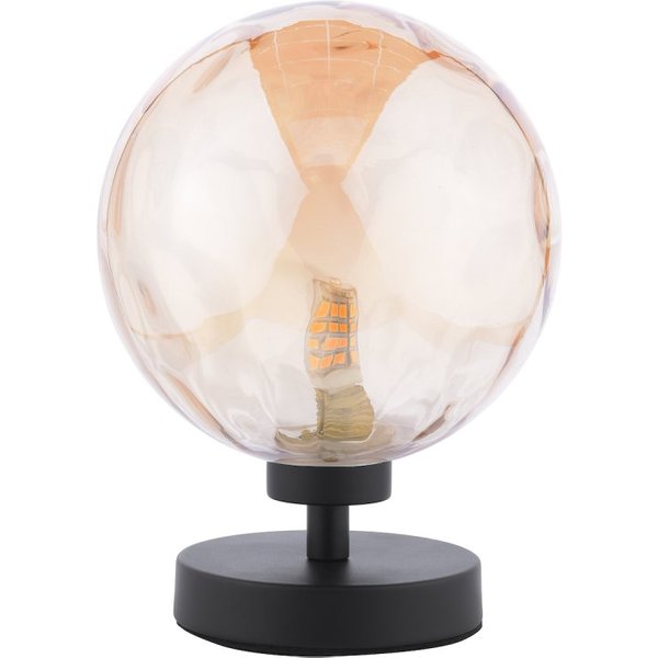 Dar Lighting Esben Table Lamp In Matt Black Finish With Round Champagne Dimpled Glass ESB4122-11