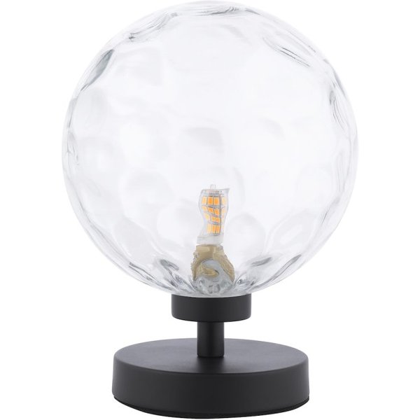 Dar Lighting Esben Table Lamp In Matt Black Finish With Round Clear Dimpled Glass ESB4122-12