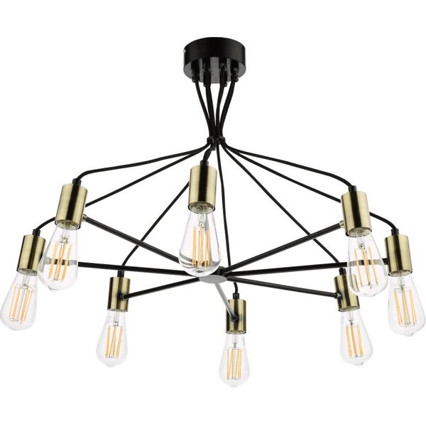 Dar Lighting Gabriel 8 Light Ceiling Pendant Light In Satin Black And Antique Gold Finish GAB0854