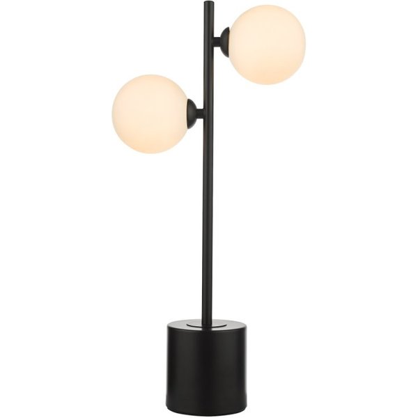Dar Lighting Spiral 2 Light Table Lamp In Matt Black Finish With Opal Glass SPI4222-02