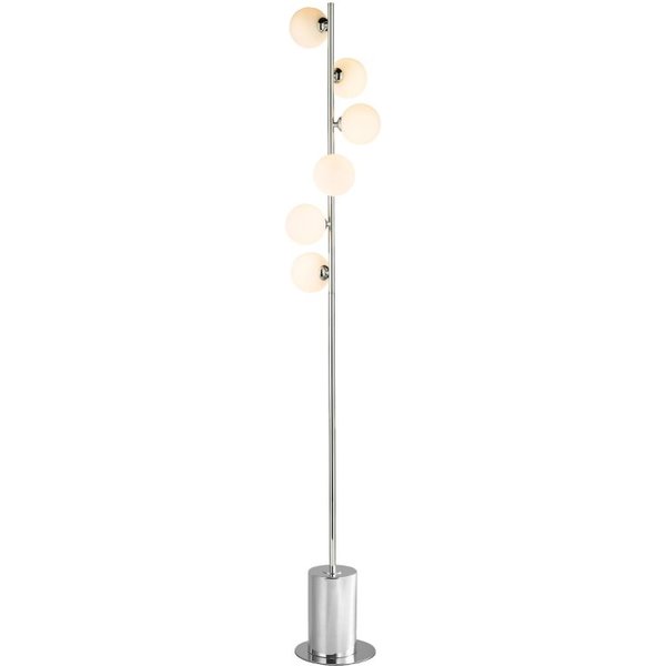 Dar Lighting Spiral 6 Light Floor Lamp In Polished Chrome With Round Opal Glass SPI4950-02