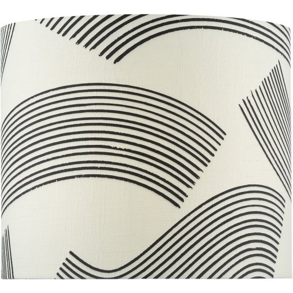 Dar Lighting Miho Cream Linen Drum Shade With Black Pattern 34 cm