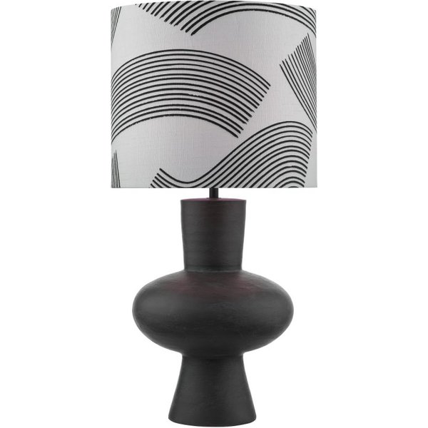 Dar Lighting Miho Table Lamp In Black Finish With Cream Linen Shade