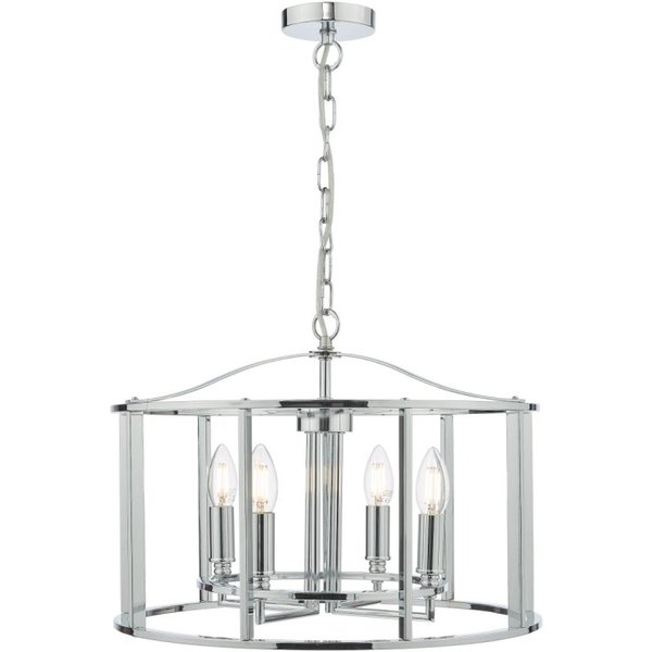 Dar Lighting Myka 4 Light Ceiling Pendant Light In Polished Chrome Finish