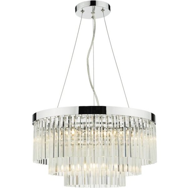Dar Lighting Giovana 5 Light Ceiling Pendant Light In Polished Chrome Finish With Clear Glass