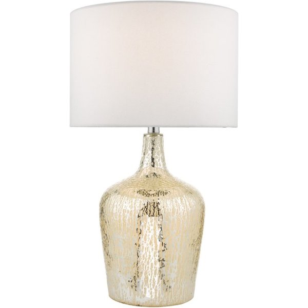 Dar Lighting Lolek Table Lamp In Silver With Ivory Faux Silk Shade