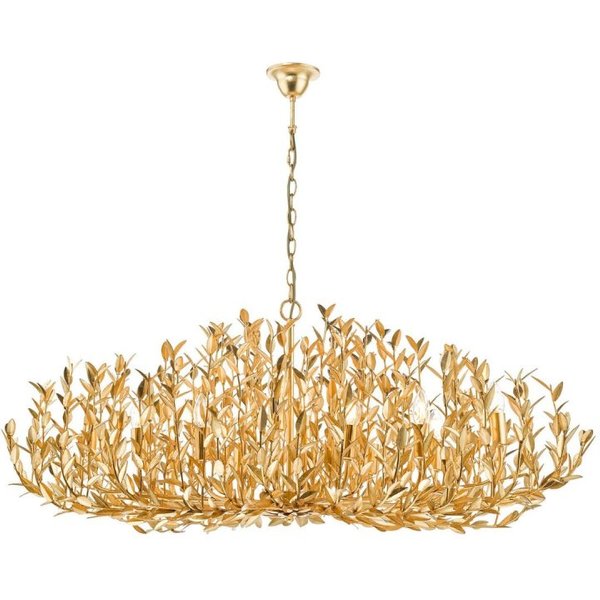Dar Gold Lighting Silvius 12 Light Oval Ceiling Pendant Light In Gold Leaf Finish