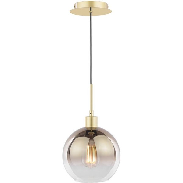 Dar Lighting Lycia Ceiling Pendant Light In Satin Gold With Gold Ombre Glass