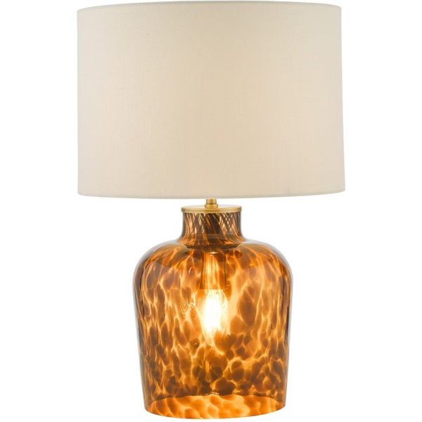 Dar Lighting Leandra Dual Light Tortoiseshell Glass Table Lamp With Shade