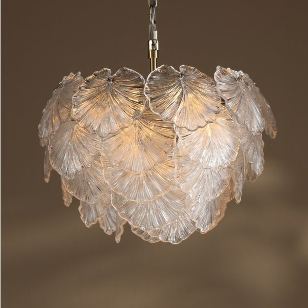 Dar Lighting Courtney Ceiling Pendant Light In Antique Brass With Textured Glass Leaves