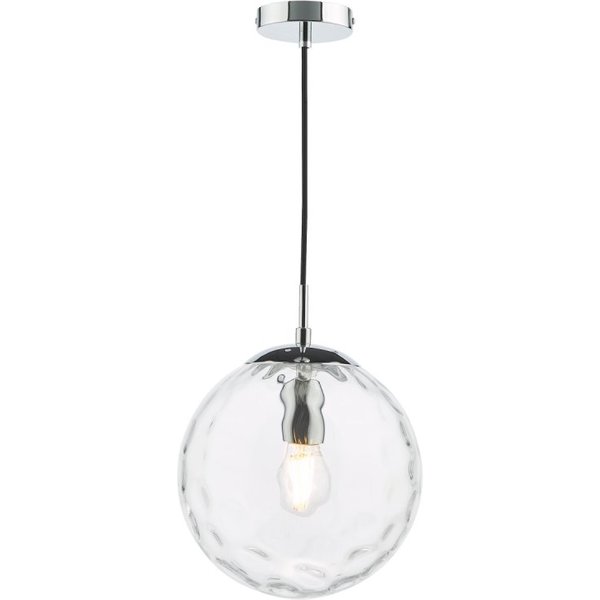 Dar Lighting Ripple Ceiling Pendant Light In Polished Chrome Finish With Clear Glass