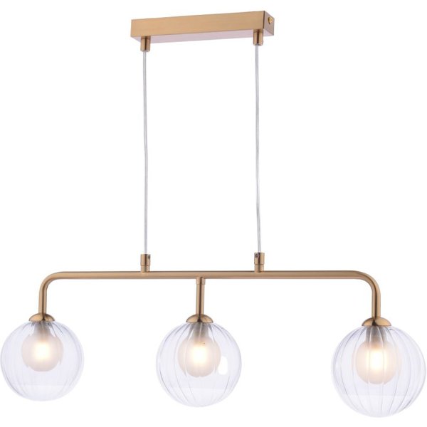 Dar Lighting Feya 3 Light Bar Ceiling Pendant In Antique Bronze With Clear And Opal Glass