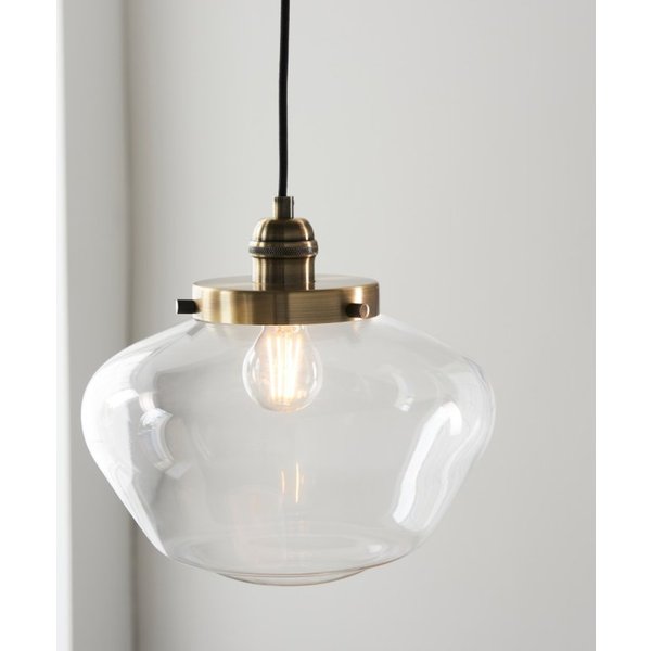 Timeless Ceiling Pendant Light In Antique Brass Finish With Clear Glass Shade