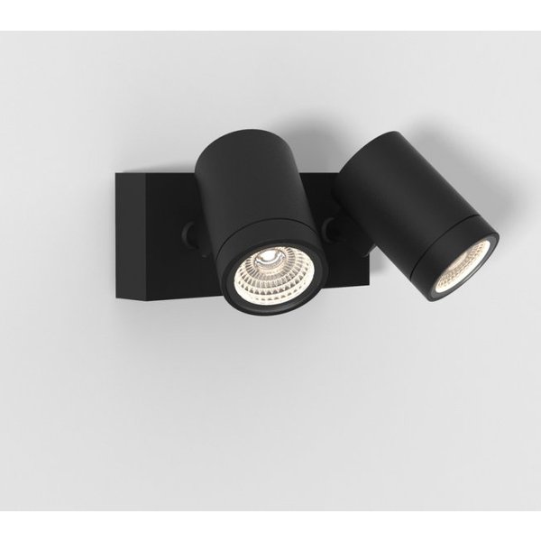 Astro 1401018 Bayville Twin Outdoor Wall Spotlight In Textured Black Finish IP65