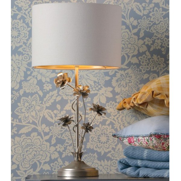Laura Ashley Lyndale Table Lamp In Distressed Silver Leaf With Shade LA3756319-Q
