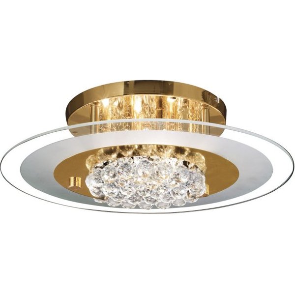 IL32022 Delamar 6 Light Gold And Crystal Flush Ceiling Lamp