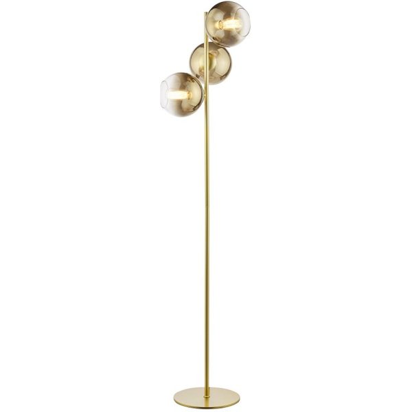 Dar Lighting Lycia 3 Light Floor Lamp In Satin Gold With Gold Ombre Glass LYC4935