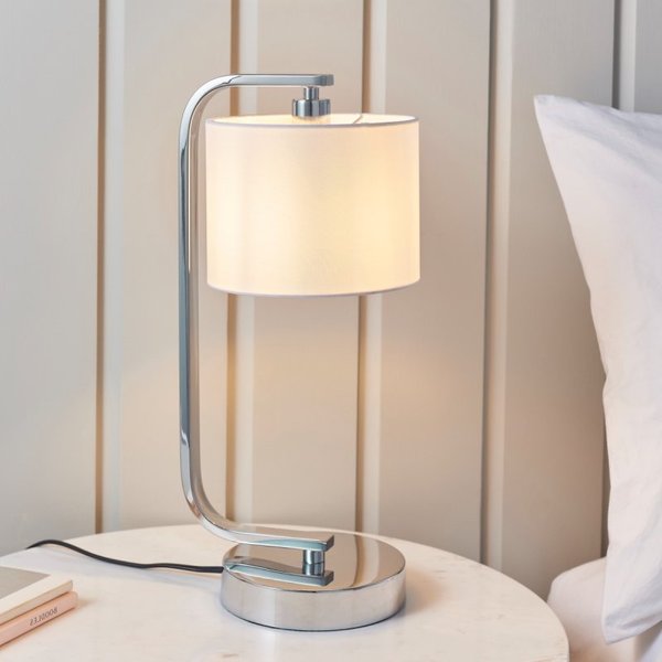 Endon CANNING-TLCH Canning Touch Table Lamp In Chrome With White Shade