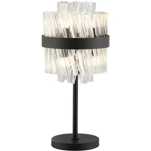 Hampton 6 Light Table Lamp In Satin Black Finish With Clear Glass