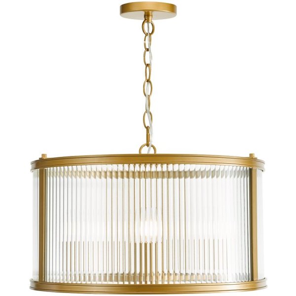 Dar Lighting Bianka 3 Light Ceiling Pendant In Bronze With Ribbed Glass