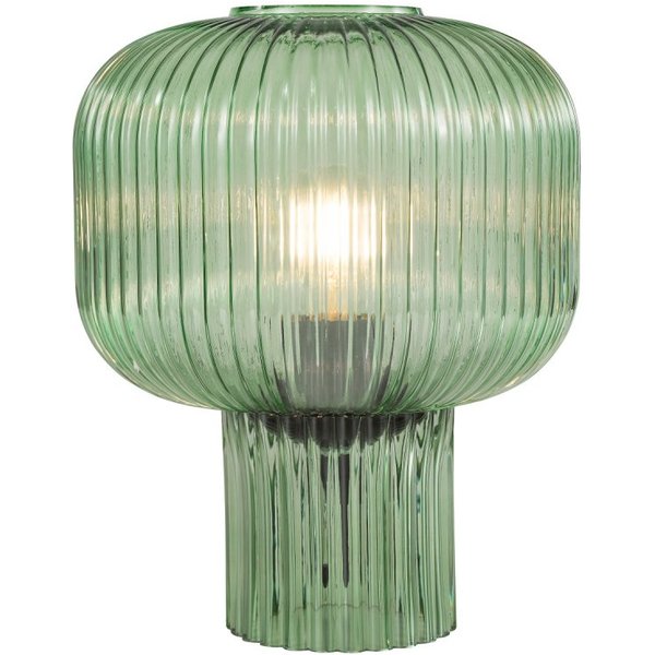 Dar Lighting Demarius Green Ribbed Glass Table Lamp
