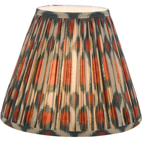 Dar Lighting Ikat Red And Green Cotton Tapered Drum Shade 30cm