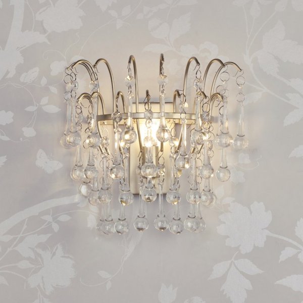 Laura Ashley Willow Wall Light In Satin Champagne Finish With Crystal