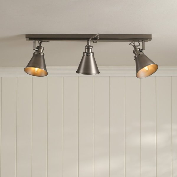 Laura Ashley Rufus 3 Light Bar Spotlight In Industrial Nickel Finish
