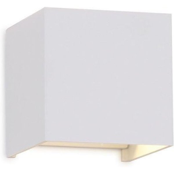Mantra M6521 Davos Square Outdoor LED Wall Light In Sand White - Width: 100mm