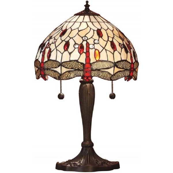 Interiors 1900 64086 Dragonfly Beige Small Table Lamp In Bronze With Shade. Product code: 64086