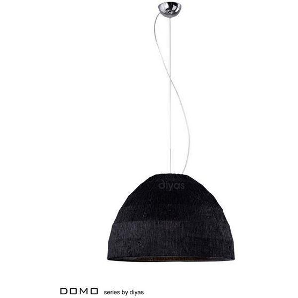 IL60011 Domo 3 Light Black Crinkle Fabric Pendant