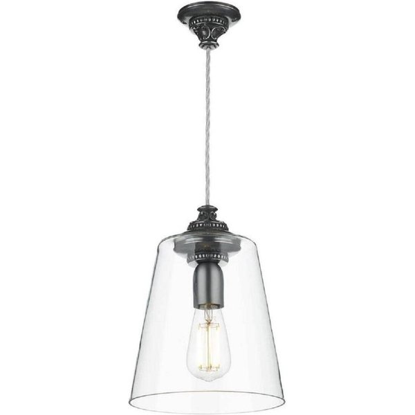 David Hunt Lighting OYS0167 Oyster 1 Light Ceiling Pendant In Pewter With Glass Shade