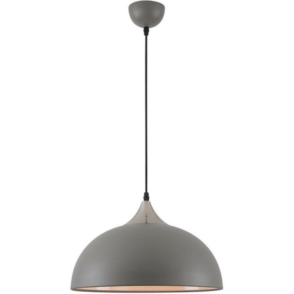 Tetbury 1 Light Ceiling Pendant In Sand Grey, Satin Nickel And White