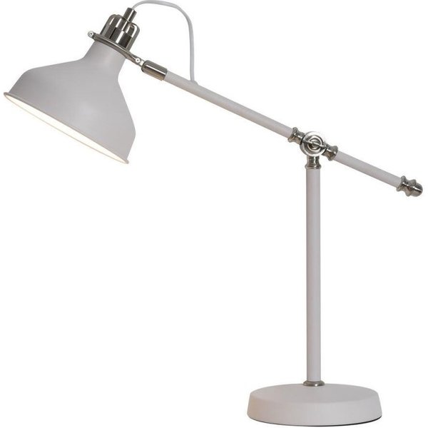 Ryde 1 Light Adjustable Table Lamp In Sand White, Satin Nickel And White